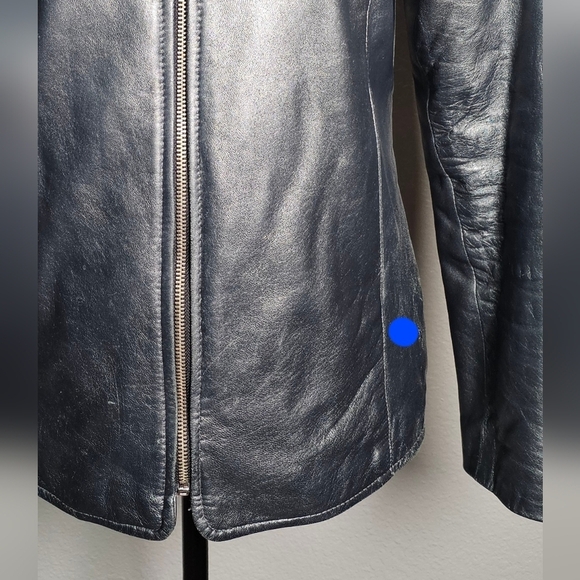 Damselle Metallic Lambs Leather Minimalist Jacket, Small, Zip Close, Collar SOFT - Picture 12 of 12